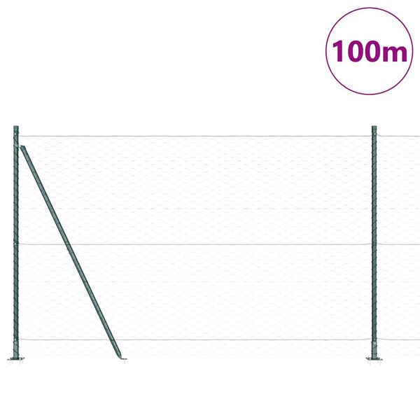 vidaXL Stĺp na plot. Zelen&aacute; 100 x 1,5 m (50 mm pletivo) Ocel a PVC