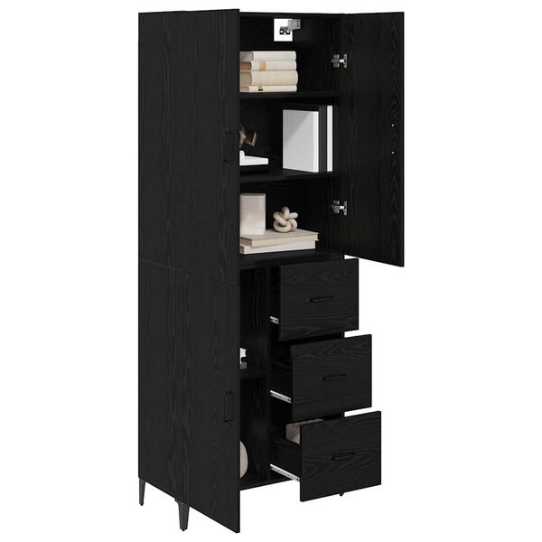 vidaXL Highboard Čierny dub 69,5 x 34 x 180 cm Kompozitn&eacute; drevo