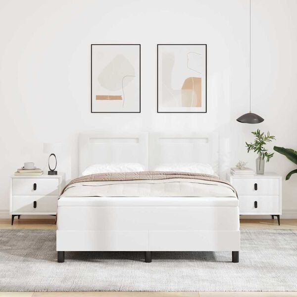 vidaXL Posteľ s pružinov&yacute;m r&aacute;mom Biela 140 x 200 cm Umel&aacute; koža