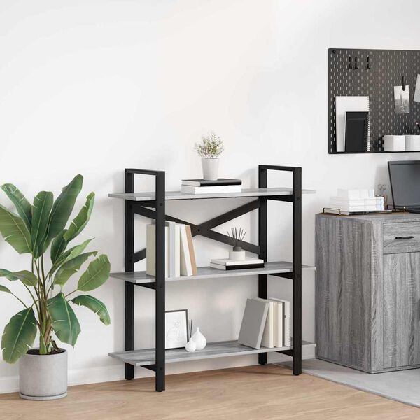 vidaXL Reg&aacute;l na knihy Siv&yacute; Sonoma 100 x 33,5 x 102 cm Kompozitn&eacute; drevo