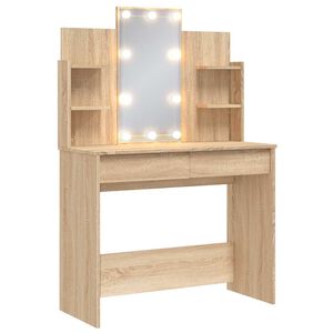 vidaXL Toaletn&yacute; stol&iacute;k s LED svetlami dub sonoma 96x40x142 cm