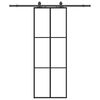 vidaXL Posuvn&eacute; dvere s kovan&iacute;m čierne 76x205 cm ESG sklo