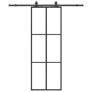 vidaXL Posuvn&eacute; dvere s kovan&iacute;m čierne 76x205 cm ESG sklo