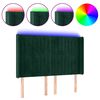 vidaXL Čelo postele s LED tmavozelen&eacute; 147x16x118/128 cm zamat