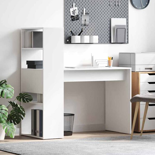 vidaXL Stôl s poličkou Biela 113 x 54 x 120 cm Kompozitné drevo