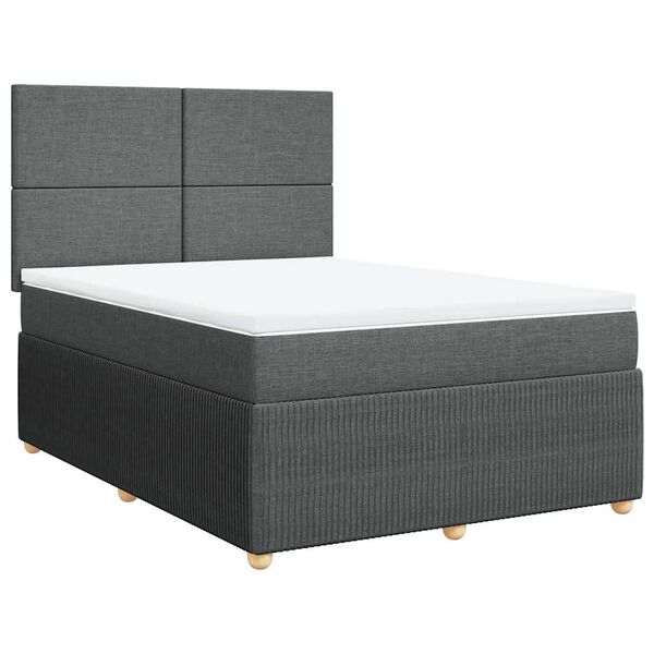 vidaXL Boxspring posteľ s matracom tmavosiv&aacute; 140x200 cm l&aacute;tka