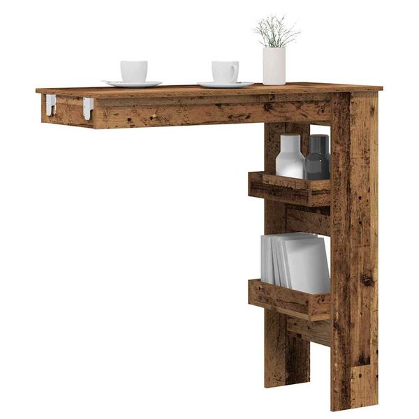 vidaXL Nástenný barový stôl Old Wood 102x45x103,5 cm Engineered Wood