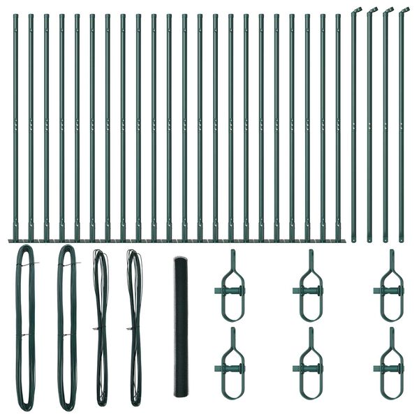 vidaXL Stĺp na plot. Zelená 50 x 1,5 m (13 mm pletivo) Ocel a PVC