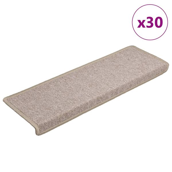 vidaXL Schodov&eacute; rohože 30 ks 65x21x4 cm taupe s obdĺžnikov&yacute;m okrajom