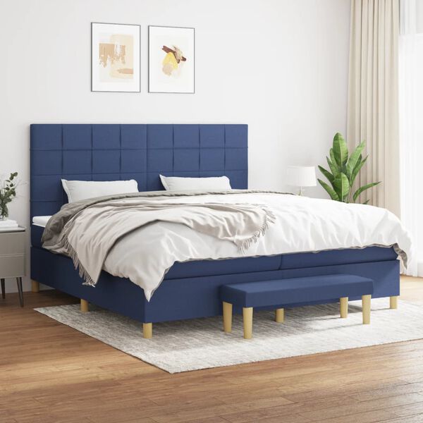 vidaXL Boxspring posteľ s matracom modr&aacute; 200x200 cm l&aacute;tka