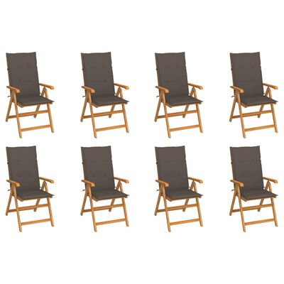 vidaXL Sklápacie záhradné stoličky s podložkami 8 ks tíkový masív