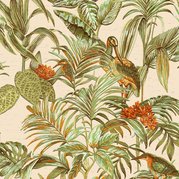 DUTCH WALLCOVERINGS Tapeta Bird-of-Paradise zelená