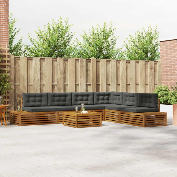 vidaXL Z&aacute;hradn&aacute; s&uacute;prava gaučov s vank&uacute;&scaron;om 7 Kus Pr&iacute;rodn&aacute; a antracitov&aacute;