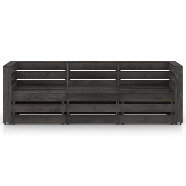 vidaXL 3-miestna z&aacute;hradn&aacute; pohovka, siv&aacute;, impregnovan&aacute; borovica