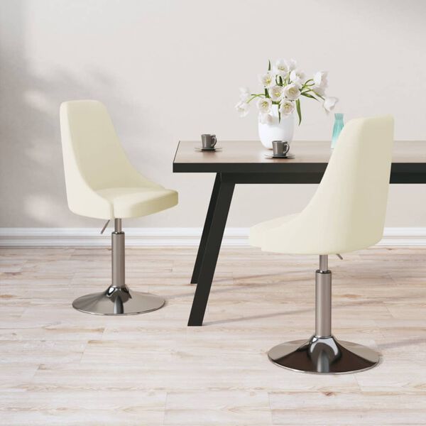 vidaXL Otočné jedálenské stoličky 2 ks krémové látkové