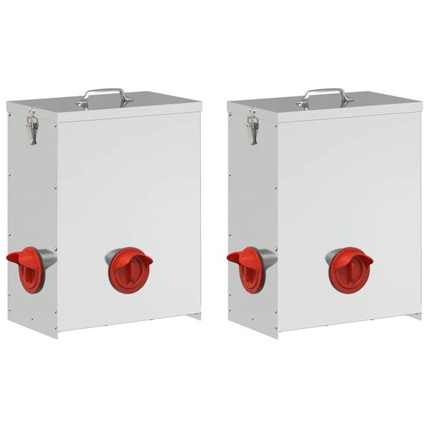 vidaXL Kŕmidlo pre kurčat&aacute; 2 pcs Strieborn&aacute; 32,5 x 20,5 x 43 cm