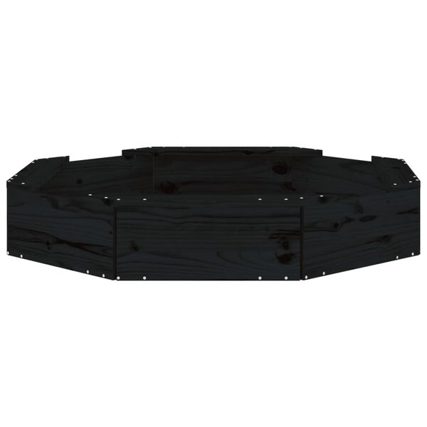vidaXL Pieskovisko so sedadlami čierne osemuholník masívna borovica