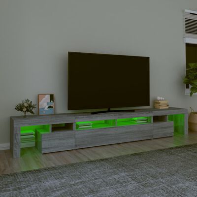 vidaXL TV skrinka s LED svetlami sivá sonoma 260x35x40 cm