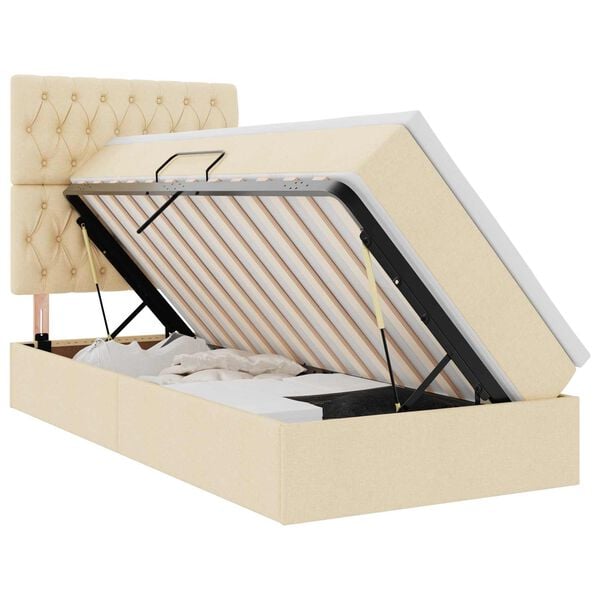 vidaXL Postel s &uacute;ložn&yacute;m prostorem a matrac&iacute; Kr&eacute;mov&aacute; 90 x 190 cm