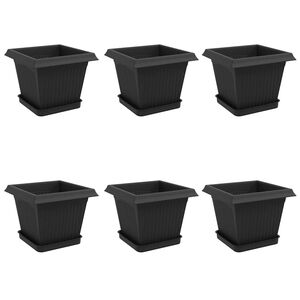 vidaXL Kvetin&aacute;če 6 pcs Čierna 20 x 20 x 16 cm Plast