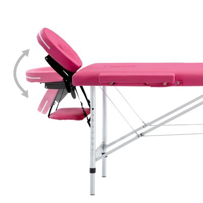vidaXL Skladací masážny stôl, 4 zóny, hliník, ružový