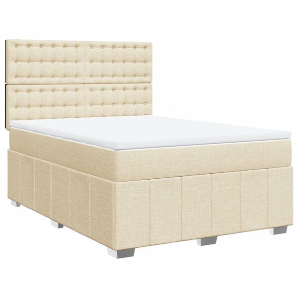 vidaXL Posteľn&yacute; r&aacute;m boxspring s matracom kr&eacute;mov&yacute; 140x200 cm l&aacute;tka
