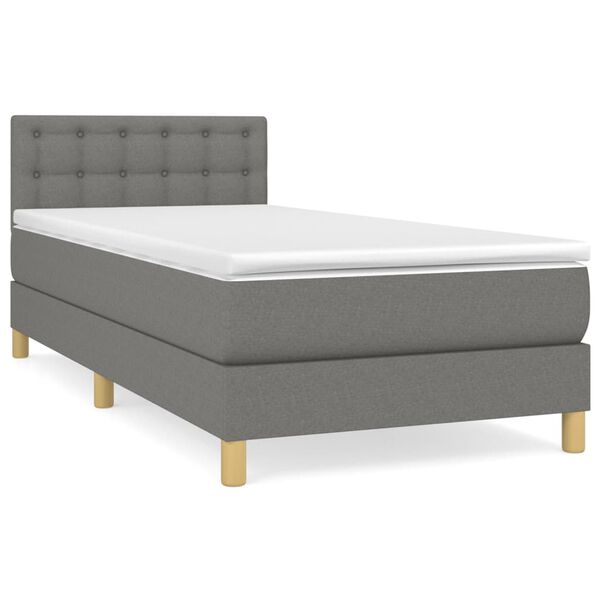 vidaXL Boxspring posteľ s matracom tmavosiv&aacute; 100x200 cm l&aacute;tka