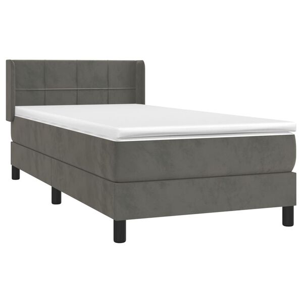 vidaXL Posteľn&yacute; r&aacute;m boxspring s matracom tmavosiv&yacute; 100x200 cm zamat