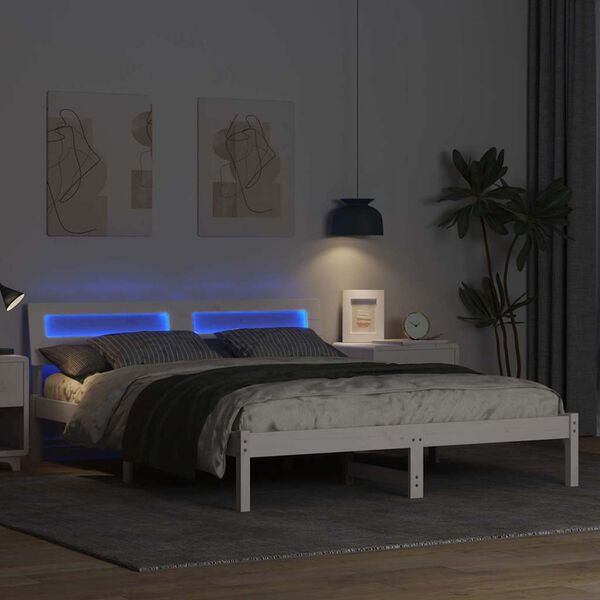 vidaXL R&aacute;m postele Biela 150 x 200 cm Mas&iacute;vne borovicov&eacute; drevo