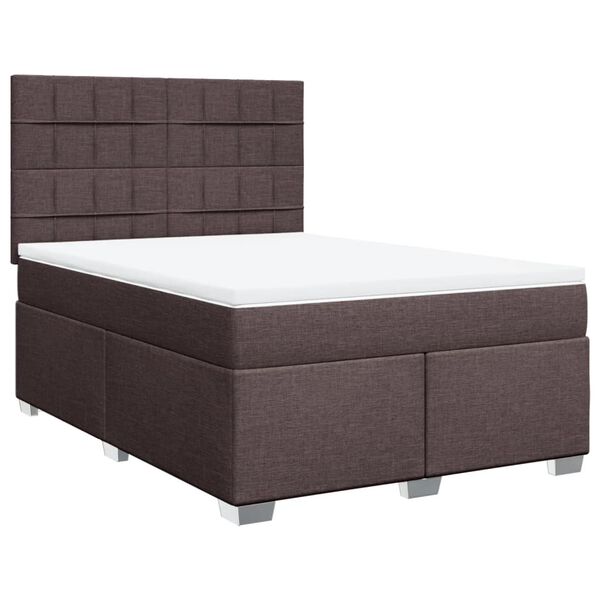 vidaXL Boxspring posteľ s matracom tmavohned&aacute; 140x190 cm l&aacute;tka