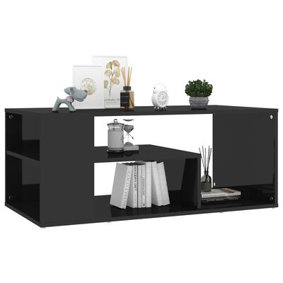vidaXL Konferenčný stolík lesklý čierny 100x50x40 cm drevotrieska