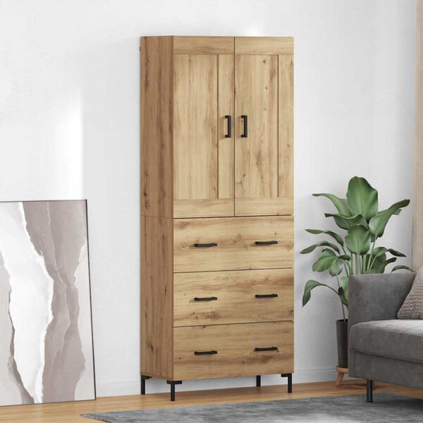 vidaXL Highboard so z&aacute;suvkou 2 pcs Remeseln&yacute; dub Kompozitn&eacute; drevo