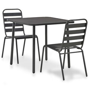 vidaXL 3-dielna bistro s&uacute;prava tmavo-siv&aacute; oceľov&aacute;