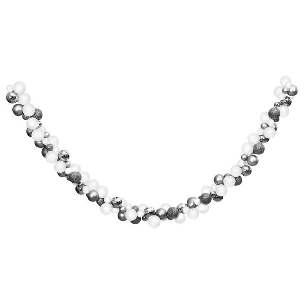 vidaXL Vianočná girlanda z gulí biela a sivá 175 cm polystyrén