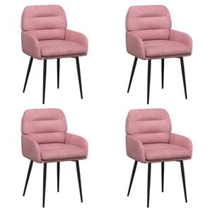 vidaXL Jed&aacute;lensk&eacute; stoličky 4 pcs Zamat Ružov&aacute; 59 x 59,5 x 90 cm