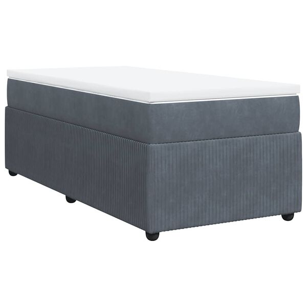 vidaXL Posteľn&yacute; r&aacute;m boxspring s matracom tmavosiv&yacute; 90x200 cm zamat
