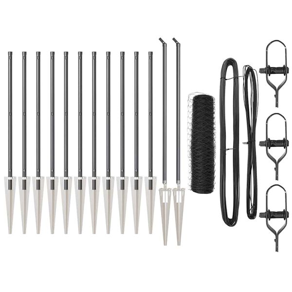 vidaXL Stĺp na plot. Siv&aacute; 25 x 0,5 m (50 mm sieťovina) Oceľ
