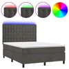 vidaXL Posteľ boxsping s matracom a LED tmavosiv&aacute; 140x190 cm zamat
