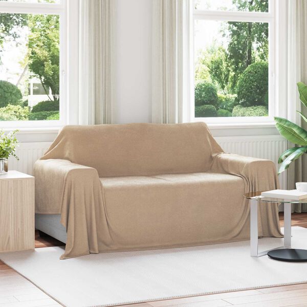 vidaXL Prikr&yacute;vky na hodenie 6 pcs ťavov&aacute; 280 x 210 cm Fl&iacute;s