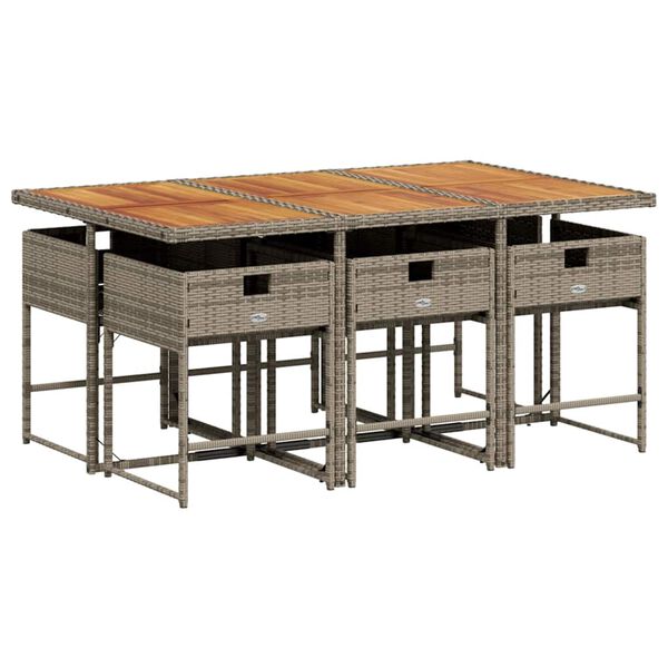 vidaXL 7-dielna z&aacute;hradn&aacute; jed&aacute;lensk&aacute; sada s podložkami siv&aacute; polyratan