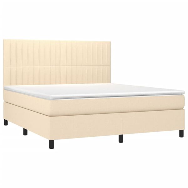 vidaXL Posteľn&yacute; r&aacute;m boxspring s matracom kr&eacute;mov&yacute; 160x200 cm l&aacute;tka