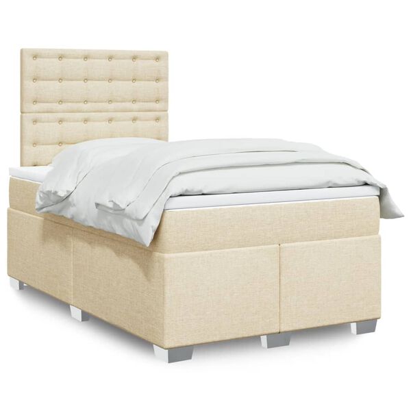 vidaXL Boxspring posteľ s matracom kr&eacute;mov&yacute; 120x200 cm l&aacute;tka