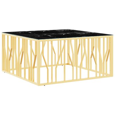 vidaXL Konferenčný stolík zlatý 100x100x50cm nehrdzavejúca oceľ a sklo