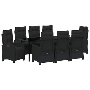 vidaXL Z&aacute;hradn&yacute; jed&aacute;lensk&yacute; set s vank&uacute;&scaron;om 9 pcs Čierna polyratan