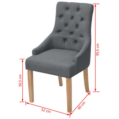 vidaXL Jedálenské stoličky 2 ks, tmavosivé, látka