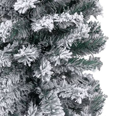 vidaXL Úzky osvetlený vianočný stromček, zasnežený, zelený 240 cm, PVC