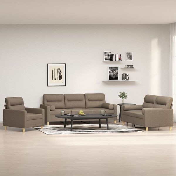 vidaXL 3-dielna sedacia s&uacute;prava s vank&uacute;&scaron;mi sivohned&aacute; l&aacute;tka