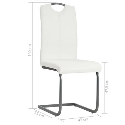 vidaXL Jedálenské stoličky, perová kostra 4 ks, biele, umelá koža
