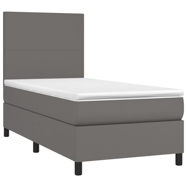 vidaXL Boxspring posteľ s matracom siv&aacute; 100x200 cm umel&aacute; koža