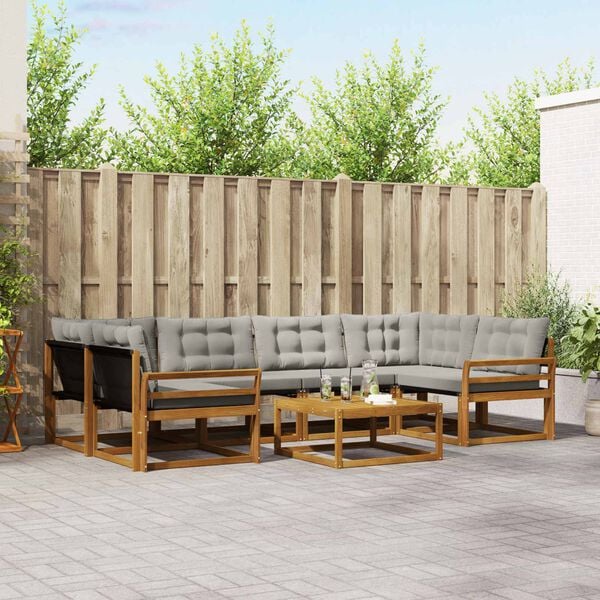 vidaXL Z&aacute;hradn&aacute; s&uacute;prava gaučov s vank&uacute;&scaron;om 7 pcs Pr&iacute;rodn&aacute; a svetlosiv&aacute;